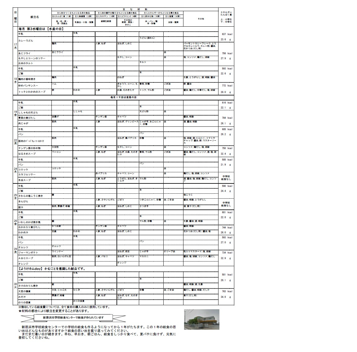 ９月献立2